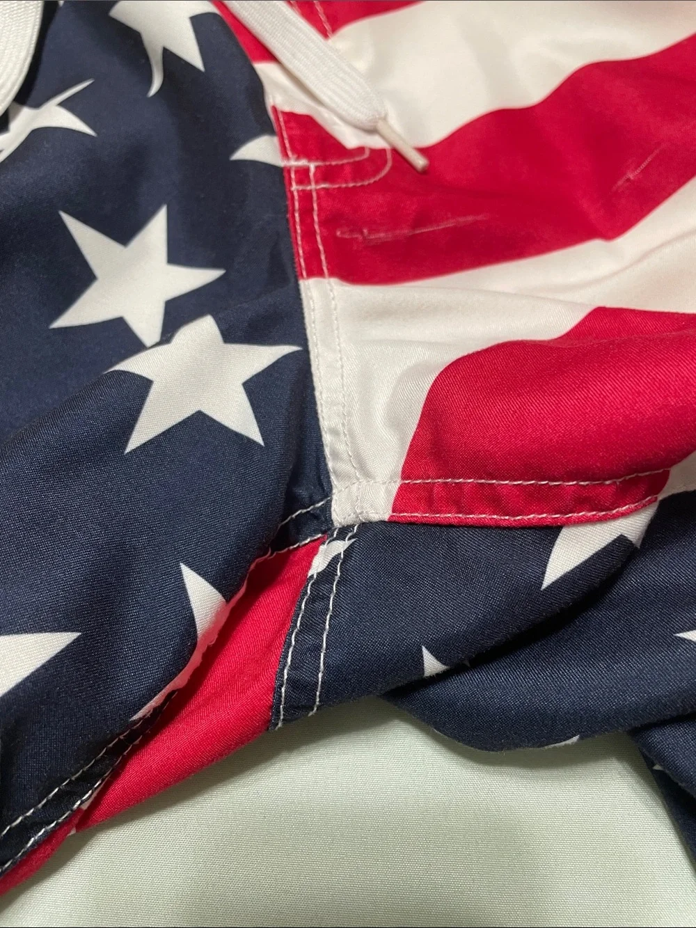 Faded Glory Red White Blue Star & Stripe Swim Shorts